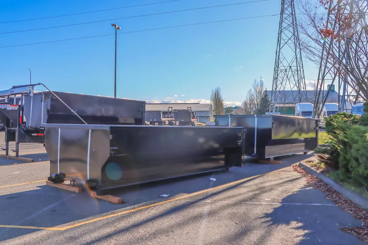 Roll-off dumpster ready for waste disposal at job site for 10 Yard Dumpster Rental in Victor